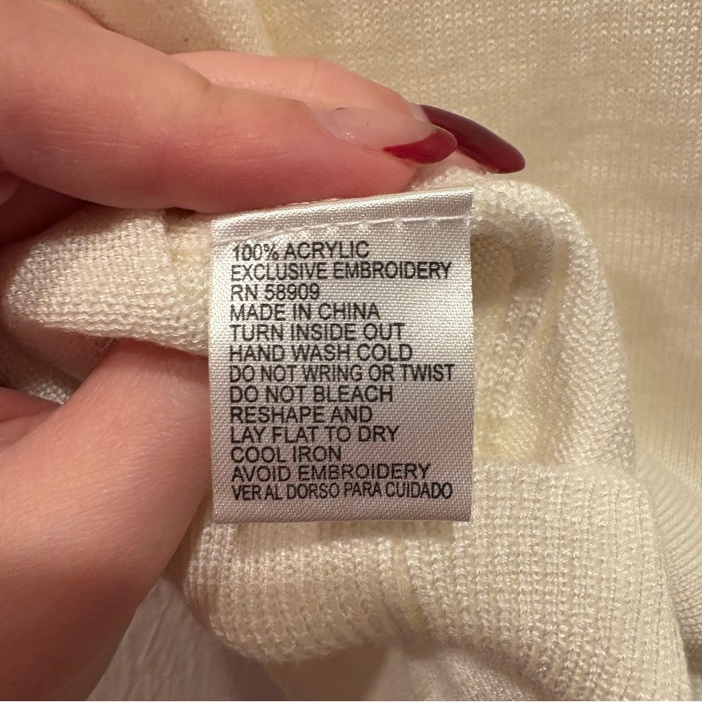 Preston & York Cream Pearl Short Sleeve Sweater - Size Large - Picture 5 of 5